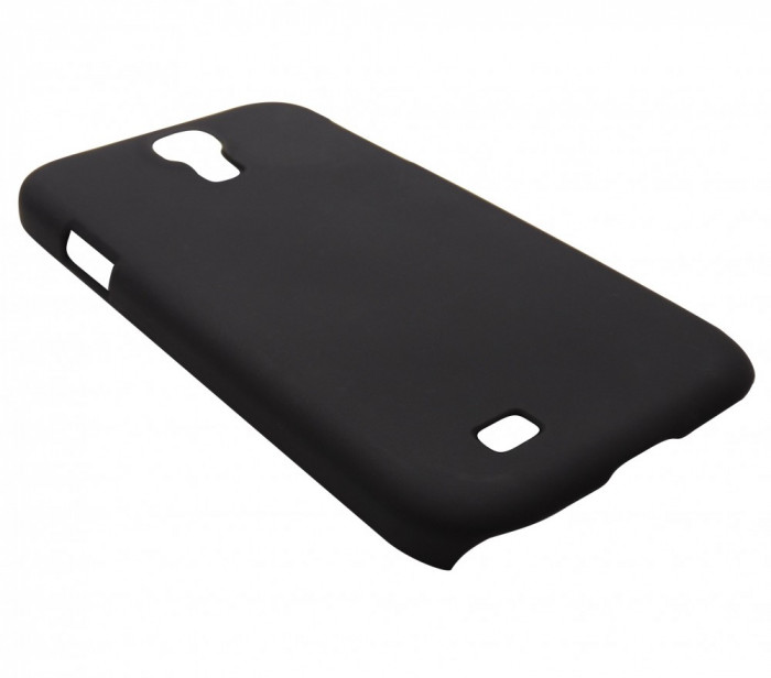 Husa Muvit Soft Back tip capac plastic cauciucat neagra + folie plastic pentru Samsung Galaxy S4 i9500/i9505/i9506/i9515 (Value Edition)