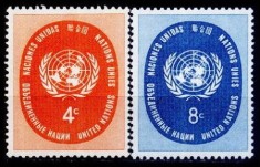 C1167 - ONU New York 1958 - Yv.no.60-1 2v.neuzat,perfecta stare