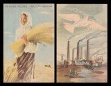 1946 Lot de 2 carti postale ilustrate de propaganda comunista editate de Ministerul Informatiilor, Necirculata, Printata