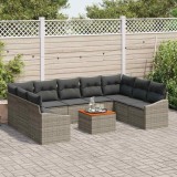 vidaXL Set de canapele pentru grădină cu pernă 10 pcs Gri Rattan poli