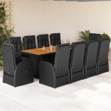 vidaXL Set mobilier de exterior cu perne, 11 piese, negru, poliratan 3277634