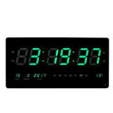 Ceas digital, afisaj led verde, ora, calendar, temperatura, fixare perete MultiMark GlobalProd, Caixing
