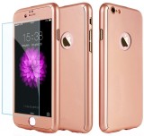 Husa Full Cover (fata + spate + geam sticla) pentru Apple iPhone 6 / 6S, Rose Gold