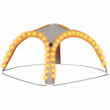 Cort petrecere cu LED, 4 pereți, gri&amp;portocaliu, 3,6x3,6x2,3 m, vidaXL