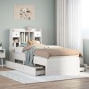 VidaXL Pat cu bibliotecă fără saltea, alb, 75x190 cm, lemn masiv pin 3308985