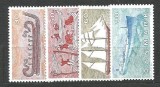 Serie Completă Danemarca 1970 Istoria Navigației Corăbii Vapoare Epoca Bronzului Drakkare Vikinge Neștampilată - A810