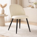 Scaun bucatarie/living, Artool, Bello, catifea bej, picioare metal negru, 46x42.5x76.5 cm