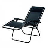 Șezlong pliabil de lux negru