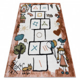 Covor FUN Hop pentru copii, şotron, animale, roz, 80x150 cm