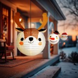 Lampion decorativ din hartie &ndash; model ren &ndash; &Oslash;30 cm &ndash; maro/alb Best CarHome