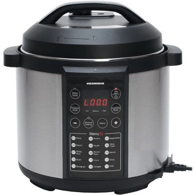 Multicooker cu gatire la presiune Heinner HPCK-6IX, 3.8 L, 15 programe, Vas antiadeziv detasabil, Presiune reglabila, Timer, Display led, Inox foto