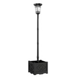 Outsunny Lanternă solară lampă de podea cu ghiveci 195cm Lampa de grădină exterioară cu 2 trepte de luminozitate comutator de control al luminii IP44