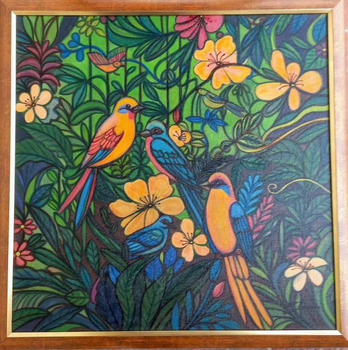 JUNGLA tablou original pictat manual 50&times;50 cm