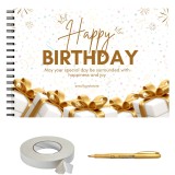 Guestbook/ Set album foto pentru zi de nastere fete/baieti, Happy Birthday, 25 file negre, A4 lanscape