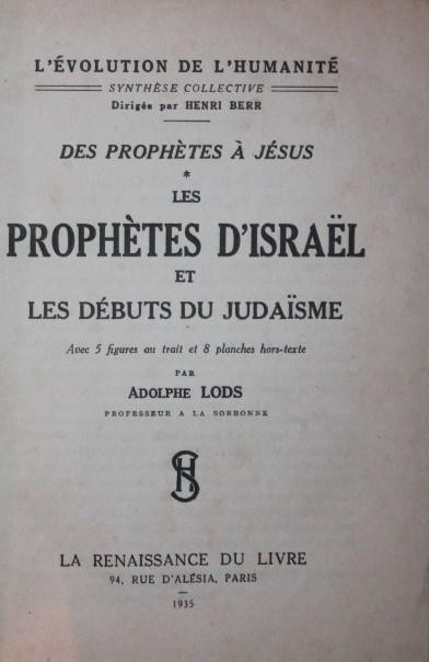 DES PROPHETES A JESUS LES PROPHETES D ISRAEL ET LES DEBUTS DU JUDAISME