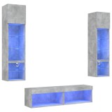 Cumpara ieftin Unitati TV de perete cu LED-uri 6 piese gri beton lemn compozit