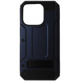 Husa Hybrid Armor cu stand, plastic bleumarin cu TPU negru pentru Apple iPhone 15 Pro