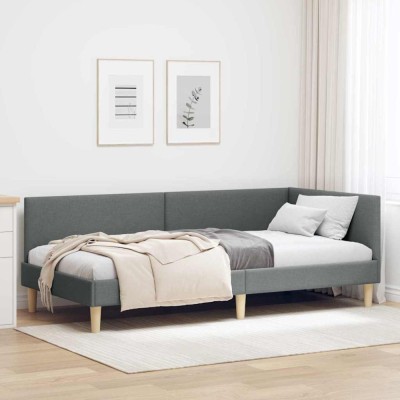 vidaXL Cadru de pat colțar Altele cu headboard Gri &amp;icirc;nchis 80 x 200 cm 42016174 foto