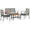 Gossi set mobilier relaxare gradina 4 piese cu perne poliratan negru