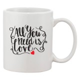 Cana alba personalizata &#039;All you need is love&#039;, INOVATIX&reg;. 330ml, Oem