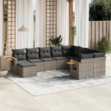 vidaXL Set mobilier de grădină cu perne, 10 piese, gri, poliratan 3259561