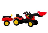 Tractor excavator Herman, cu remorca si pedale pentru copii, 165x42x50 cm, LeanToys, 5227