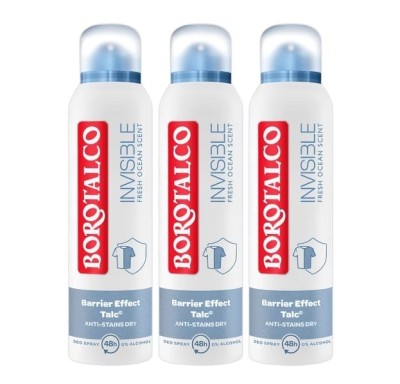 Pachet 3 x Deodorant Spray Borotalco, Invisible Fresco, 150 ml foto