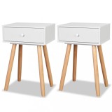 Cumpara ieftin Noptiere din lemn masiv de pin 2 buc, 40 x 30 x 61 cm, alb