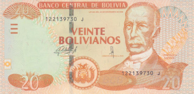 Bancnota Bolivia 20 Bolivianos L1986 (2015) - P244 UNC foto