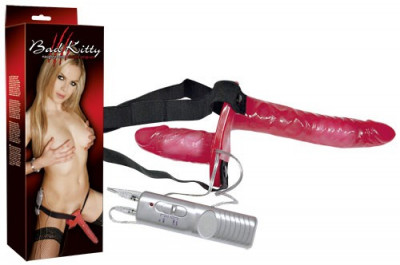 Bad Kitty Strap-on dublu cu vibratii foto