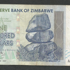 ZIMBABWE 100 DOLARI DOLLARS 2007 [8] P- 69 , F