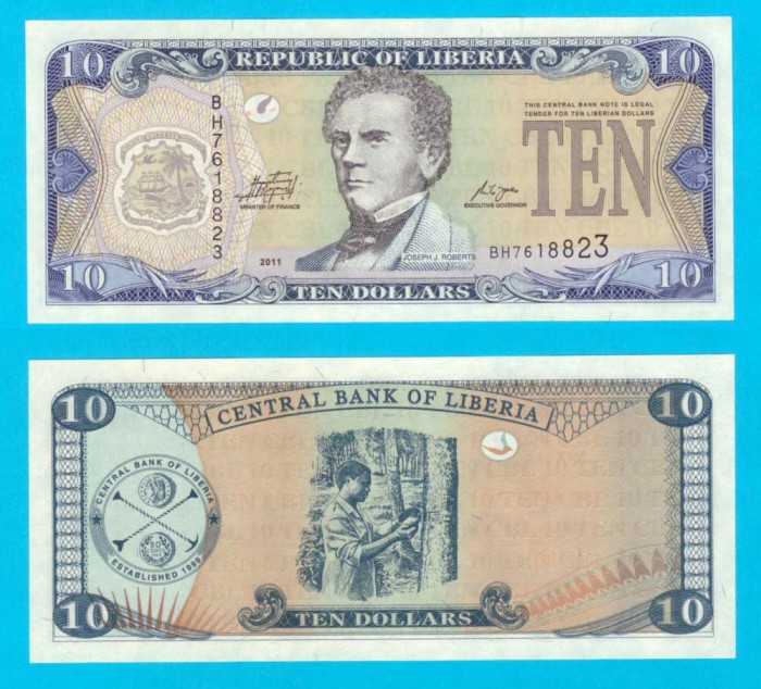 Liberia (p27) 10 Dollars 2011 &#039;JJ Roberts&#039; UNC serie: BH7618823