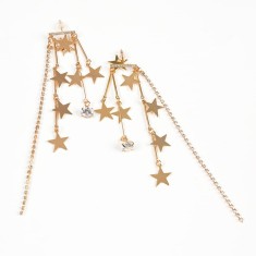 Cercei aurii cu stele si pietre albe