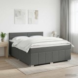 Cumpara ieftin Pat boxspring cu saltea Gri inchis 160 x 200 cm Tesatura