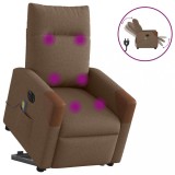 VidaXL Fotoliu electric de masaj rabatabil cu ridicare, maro, textil