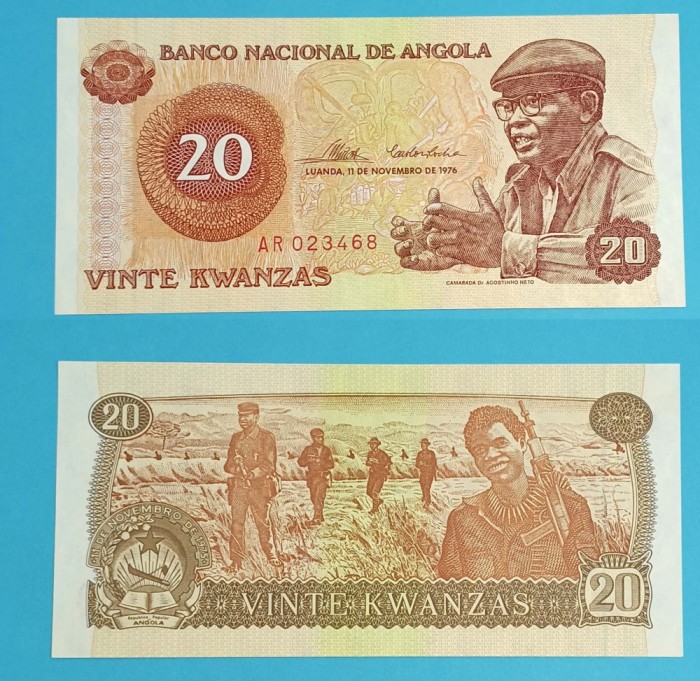 Angola 20 Kwanzas 1976 &#039;Neto&#039; aUNC+ serie: AR 023468 p109