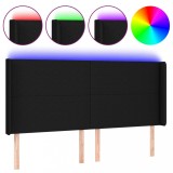 Cumpara ieftin Tablie de pat cu LED, negru, 183x16x118/128 cm, textil