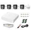 Sistem supraveghere analog Hikvision, 4 camere 5MP dual light audio, DVR 4 canale 5MP, accesorii SafetyGuard Surveillance