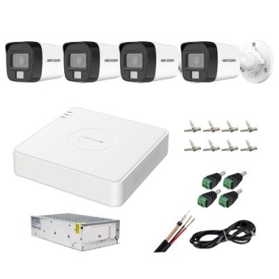 Sistem supraveghere analog Hikvision, 4 camere 5MP dual light audio, DVR 4 canale 5MP, accesorii SafetyGuard Surveillance foto