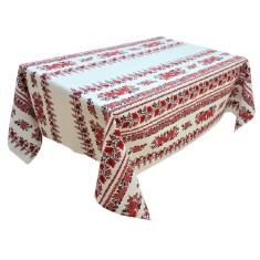Fata de masa pentru 4 persoane, Trandafir rosu, bumbac 100%, 150x150cm, multicolor
