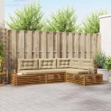 vidaXL Set de canapele de exterior cu pernă 4 Bucată Natural și Bej 3374093