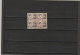 RO - 1945 LP 188 MIHAI I VAL 160 LEI BLOC DE 4 TIMBRE EROARE DANTELATURA DR. MNH, Nestampilat