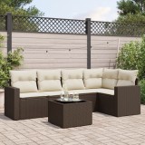 vidaXL Set canapele de grădină cu perne, 6 piese, maro, poliratan 3218933