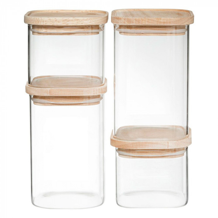 Set 4 recipiente sticla borosilicata, 0,5+0.5+1+1 L