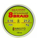 FIR TEXTIL hakuyo MAXXX SPINNING 8 BRAID galben fluo -rola de 150m