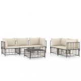 Cumpara ieftin Set sezlonguri de gradina 6 piese cu perne, antracit, poliratan