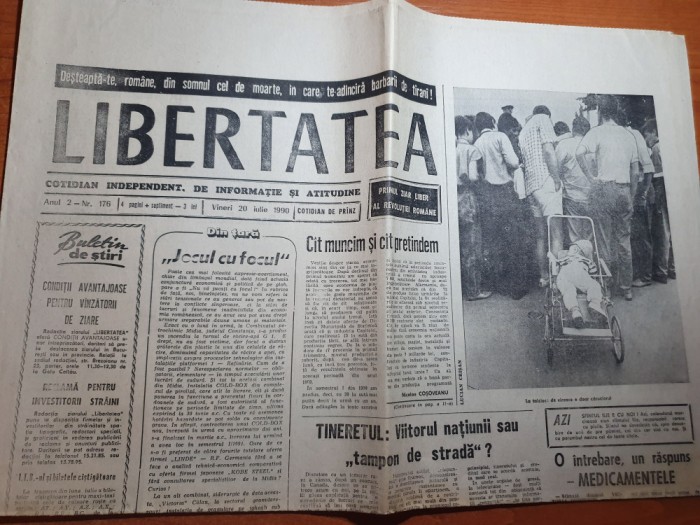 libertatea 20 iulie 1990-evolutia preturilor pe piata taraneasca