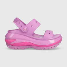 Crocs papuci Classic Mega Crush Sandal femei, culoarea violet, cu platformă 207989