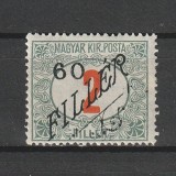 60/2 Filler Pirossz.Porto Magyar Kir. Posta - zona Timisoara II 1919, Nestampilat