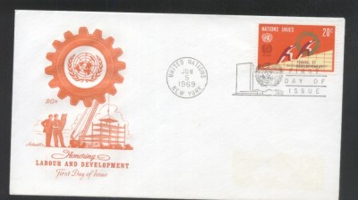 UN New York 1969 50 years ILO Mi.217 FDC UN.215 foto